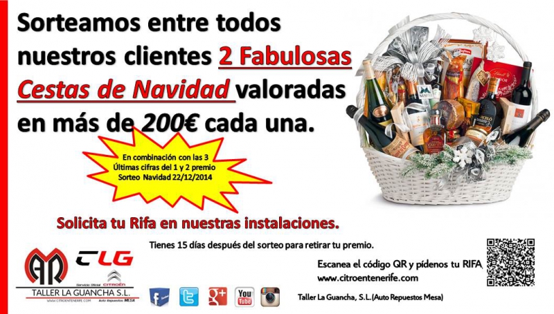 Sorteamos entre todos nuestros Clientes 2 Fabulosas CESTAS DE NAVIDAD. Sorteamos entre todos nuestros Clientes 2 Fabulosas CESTAS DE NAVIDAD.