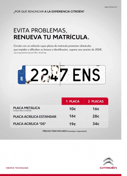 RENUEVA LAS PLACAS DE MATRICULA DE TU COCHE. RENUEVA LAS PLACAS DE MATRICULA DE TU COCHE.